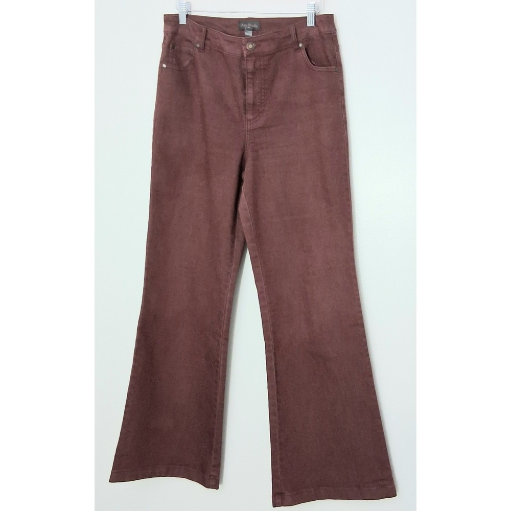Anybody Pants Womens Size 8 Washed Colored Denim Baby Flare Pants Crushed Cherry